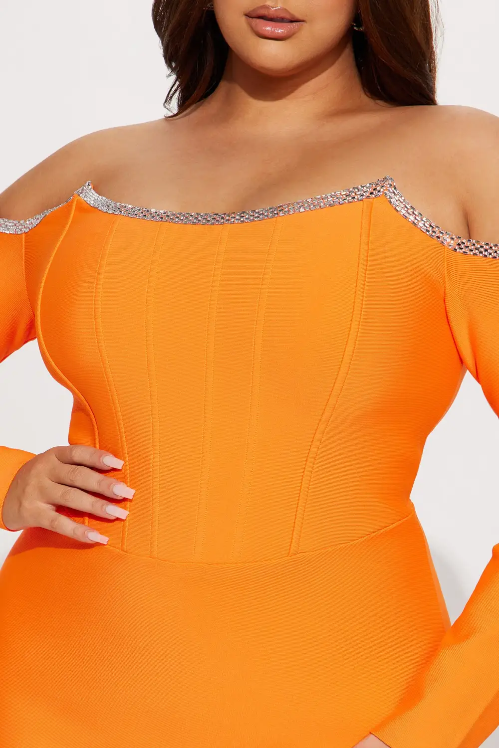 Shaken Not Stirred Bandage Midi Dress - Orange