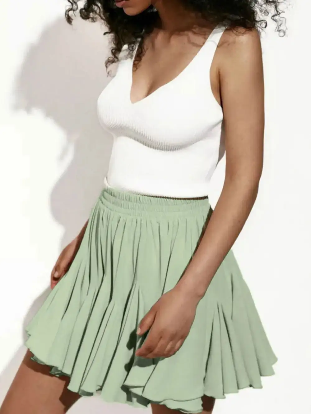 Ruffle Elastic Skirt