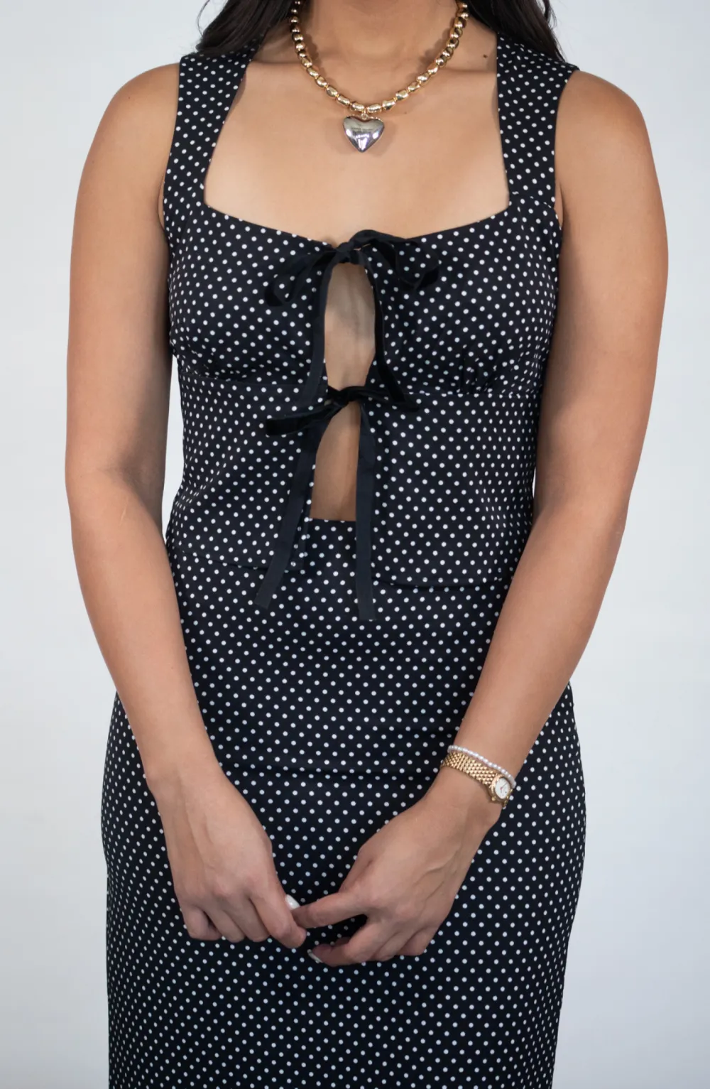 Raise Your Standards Black Polka Dot Top and Skirt Set