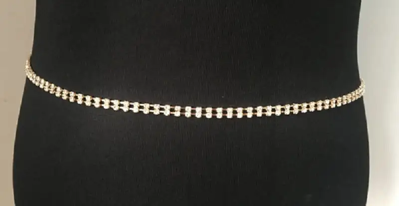 Refined Adjustable Crystal Double Row Chain Waist Belt