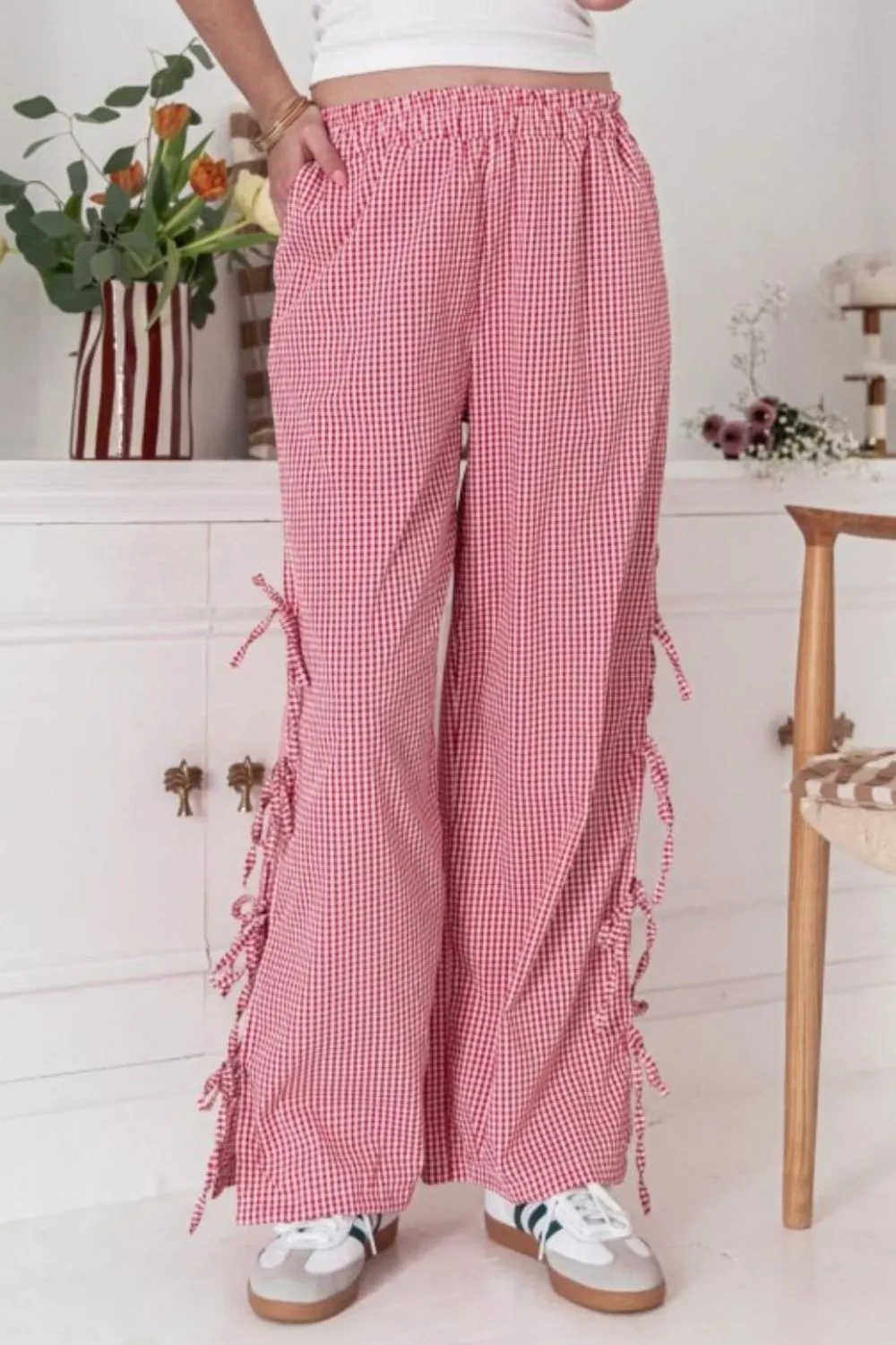 Side Tied Pants With Pocket