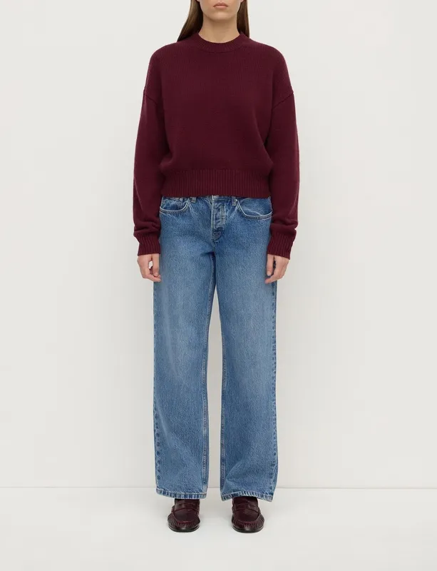 Merlot Wool Blend Cropped Knit Sweater