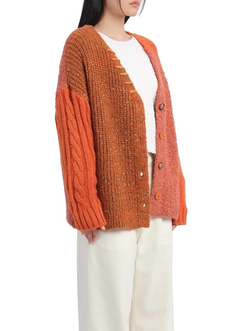 Color - Block Knit Cardigan Jacket