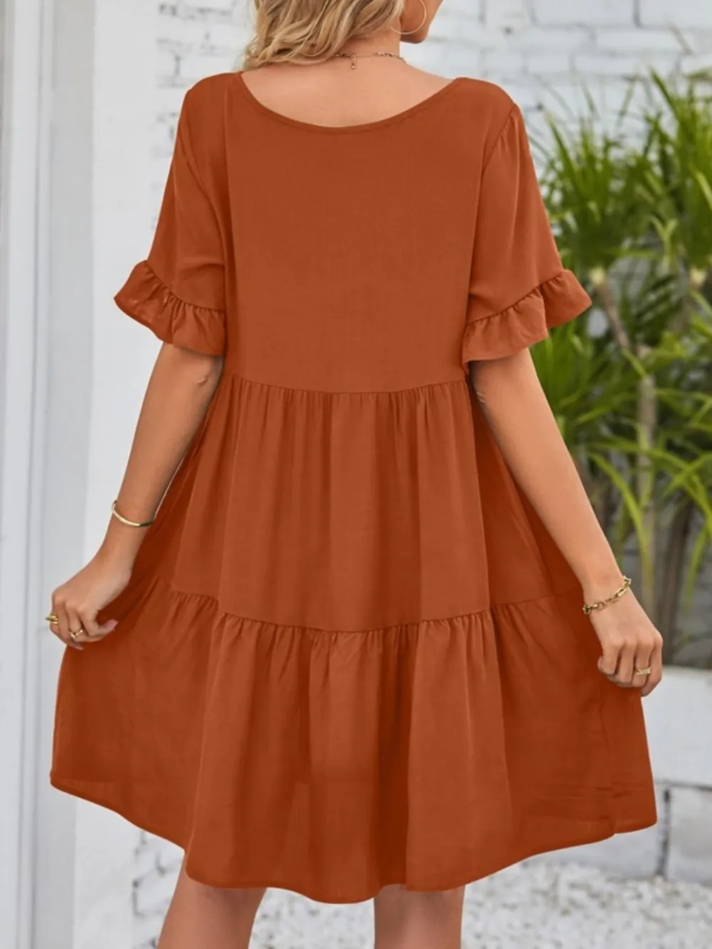 Relaxed Shape Ruffle Tiered Mini Dress