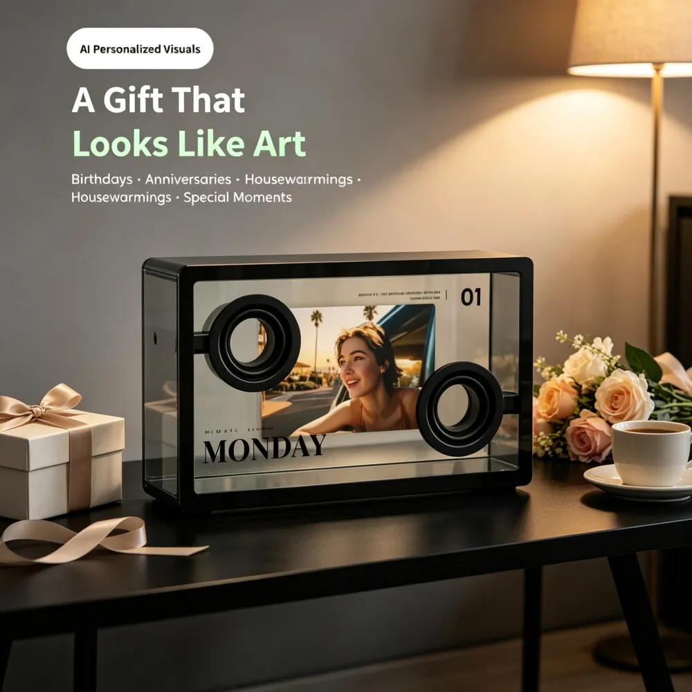 ✨ Transparent Glass Floating Lyrics Smart Speaker | Bluetooth WiFi Hi-Fi Audio with Visual Music Display for Modern Home Decor