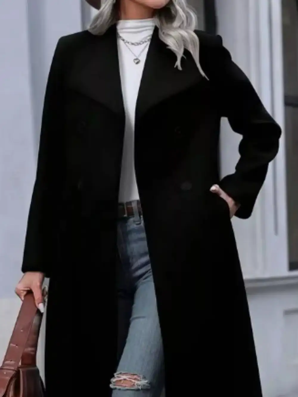 Double-breasted Longline Overcoat Jacket