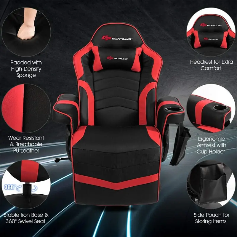 Ergonomic High Back Massage Gaming Chair Racing Style Gaming Recliner with Adjustable Backrest Footrest