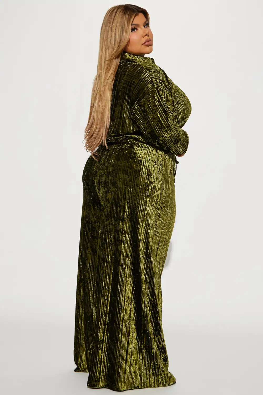 Masey Velvet Pant Set - Olive