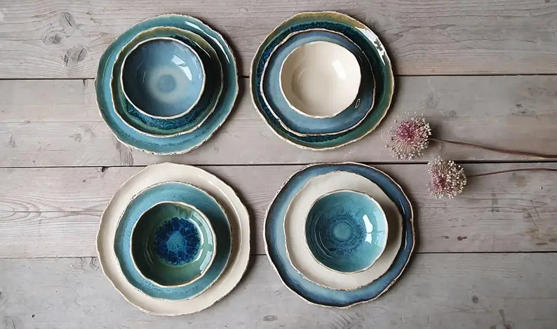 4 Person handmade ceramic dinner set | pottery | dinnerware set | stoneware | ceramic plates