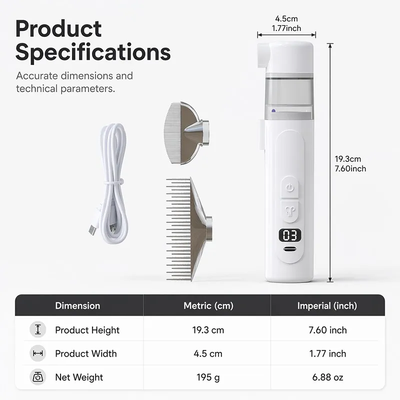 Electric Pet Flea Remover and Detangling Comb