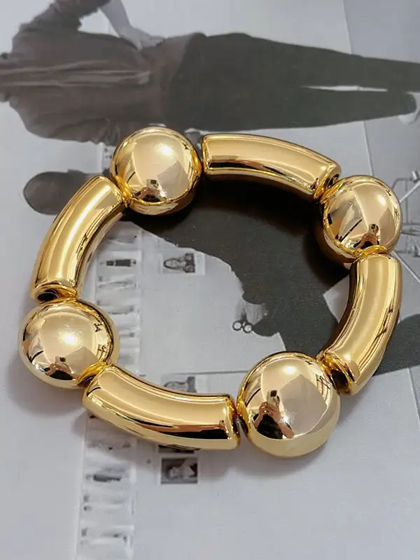 Contemporary Geometric Alloy Vintage Statement Bracelet