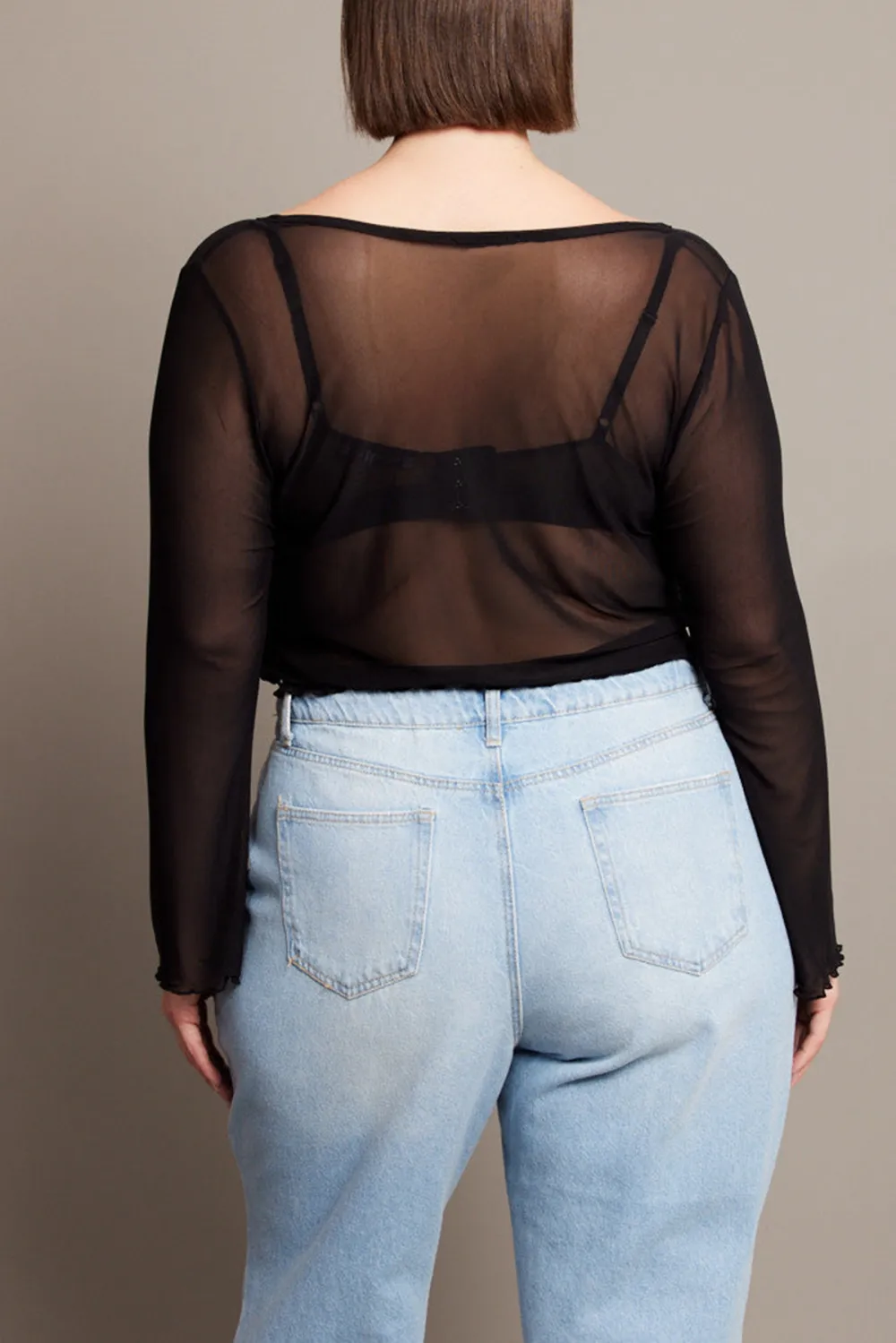 Black Mesh Bolero Tie Tops