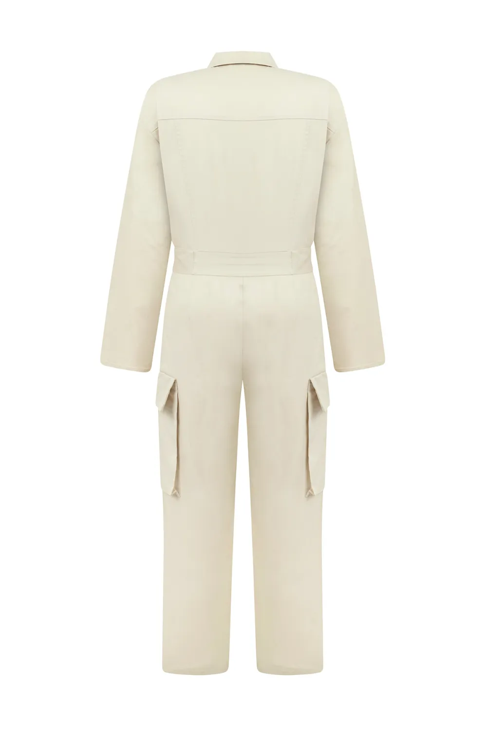 Long Sleeve Jumpsuit-Beige