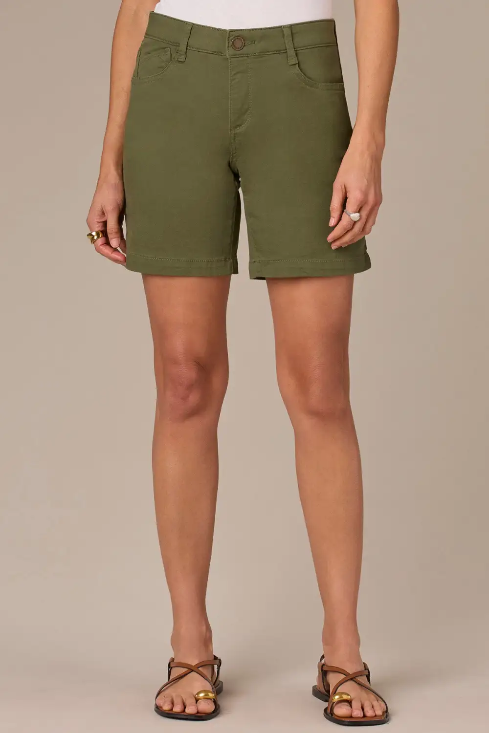 Mid Rise Stretch Twill Shorts