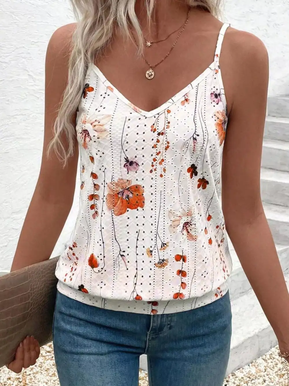 Floral Print V Neck Cami