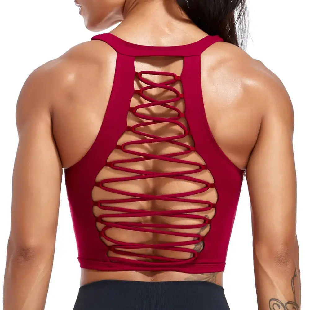 V-Neck Sports Bra with Decorative Straps