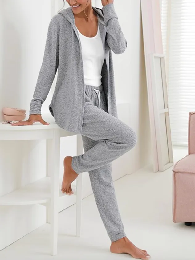 Loose Casual Hoodie  Double Slip Pocket Two-Piece Set