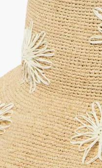 Embroidered Raffia Bucket Hat