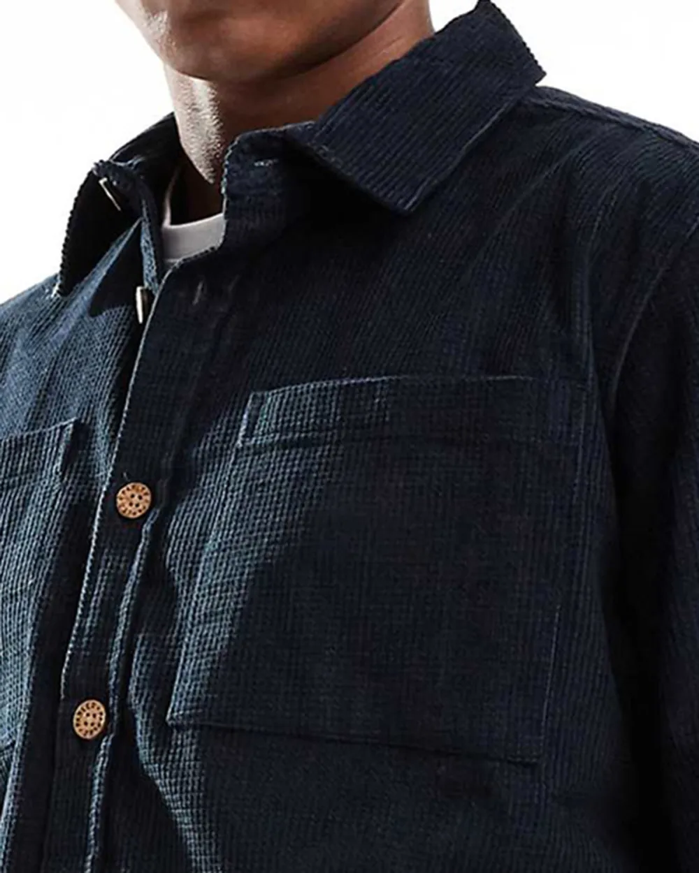 Cord Long Sleeve Shirt In Navy