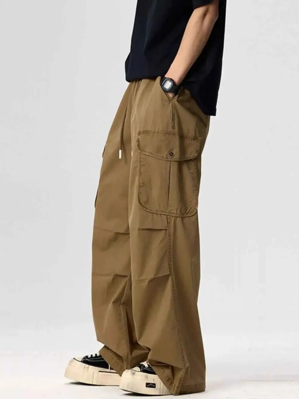 Everyday Drawstring Wide Leg Cargo Pants