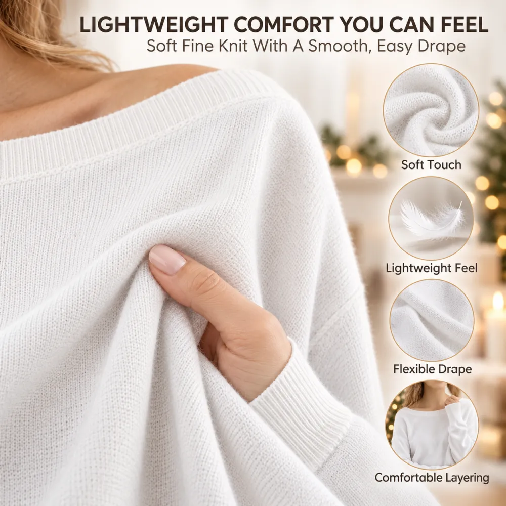 Women's Square Neck Sweater, Casual Off-Shoulder Long Sleeve Pullover, Women's Fall Winter Knit Top