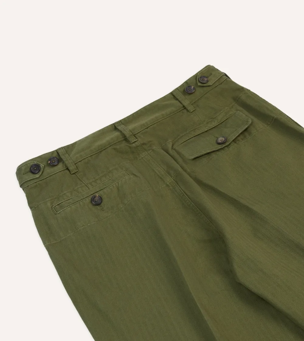 Olive Green Pleated Trousers