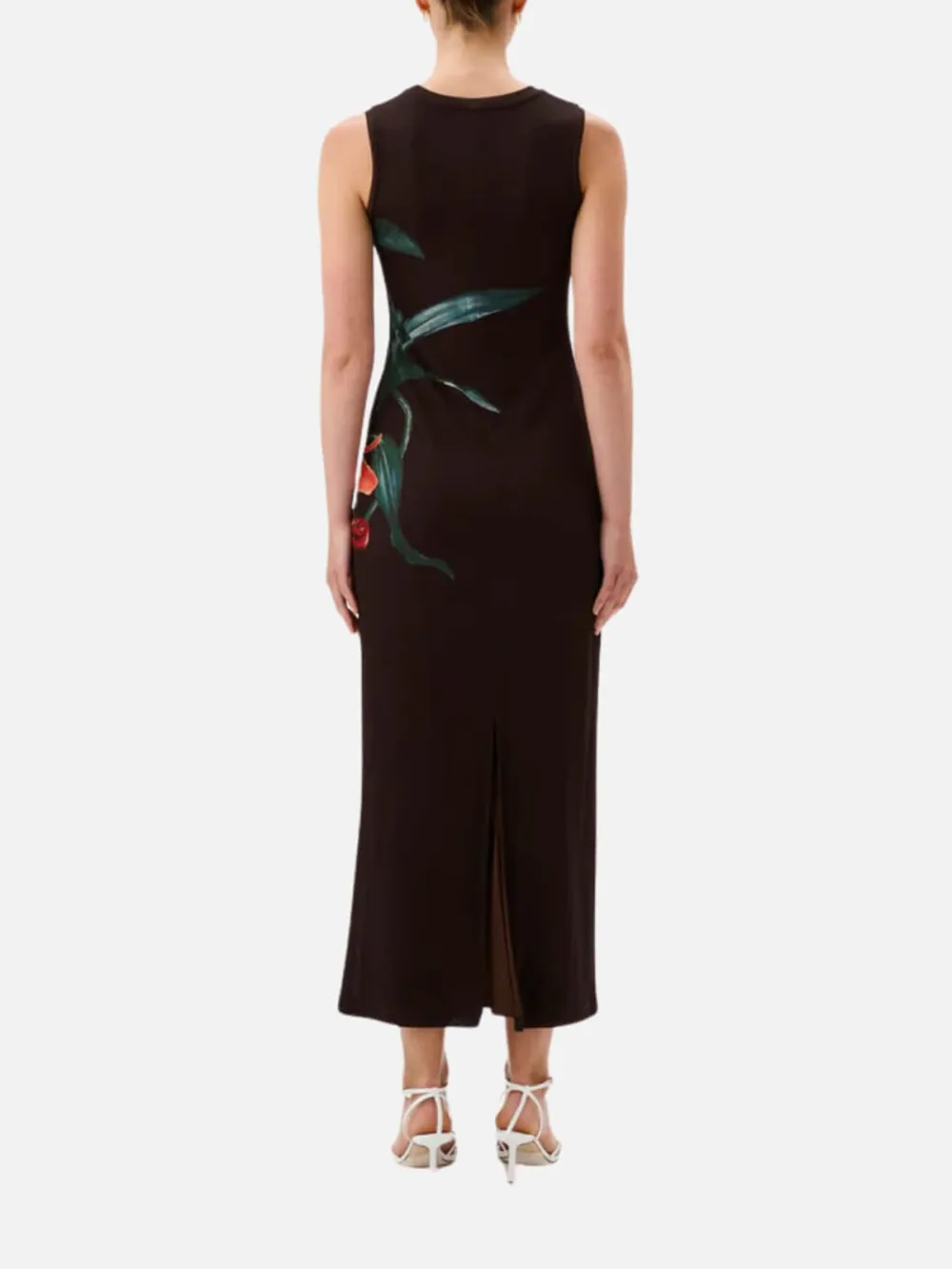 Slit Flower Printed Sleeveless Dress