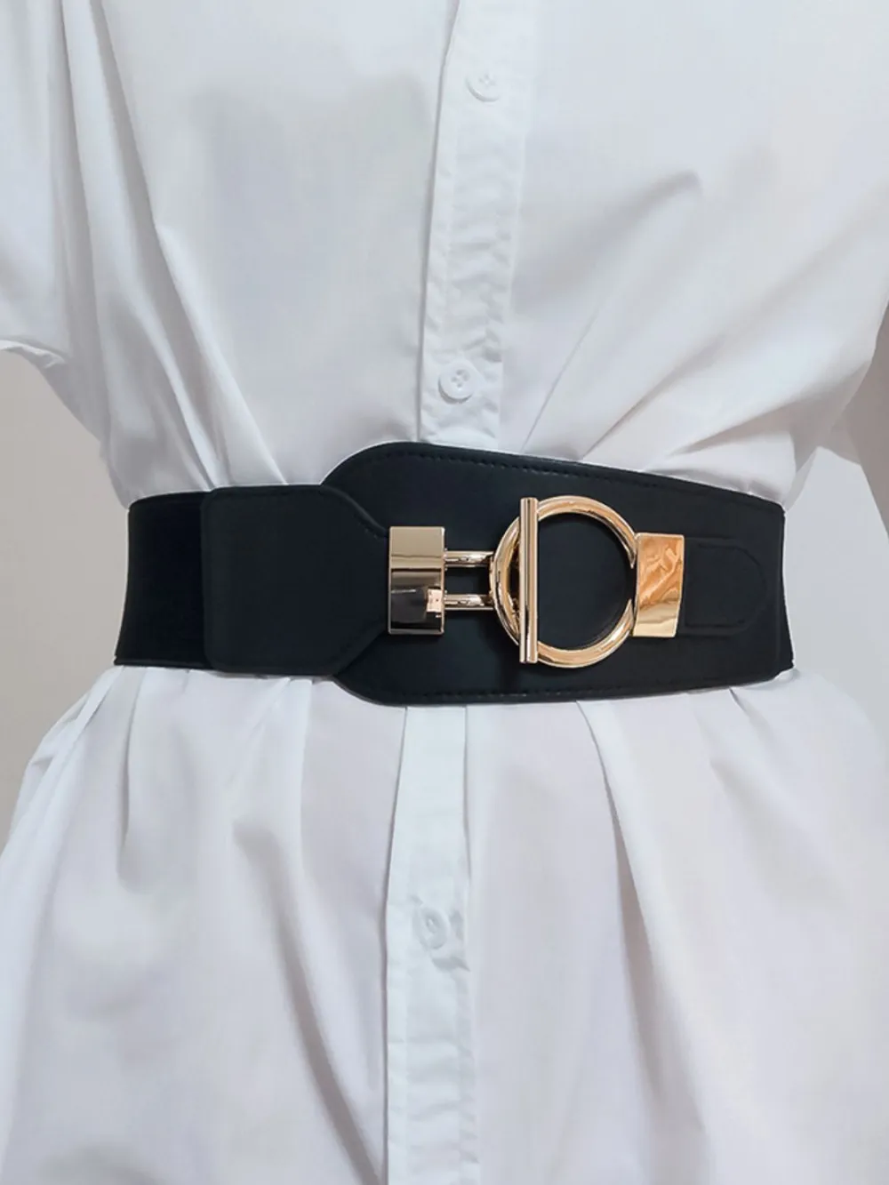 Wide Buckle Stretch Belt