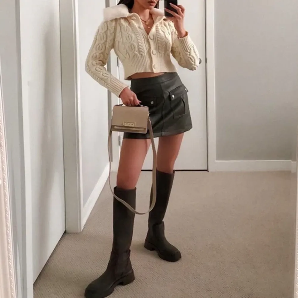 Faux Fur Knitted Cardigan