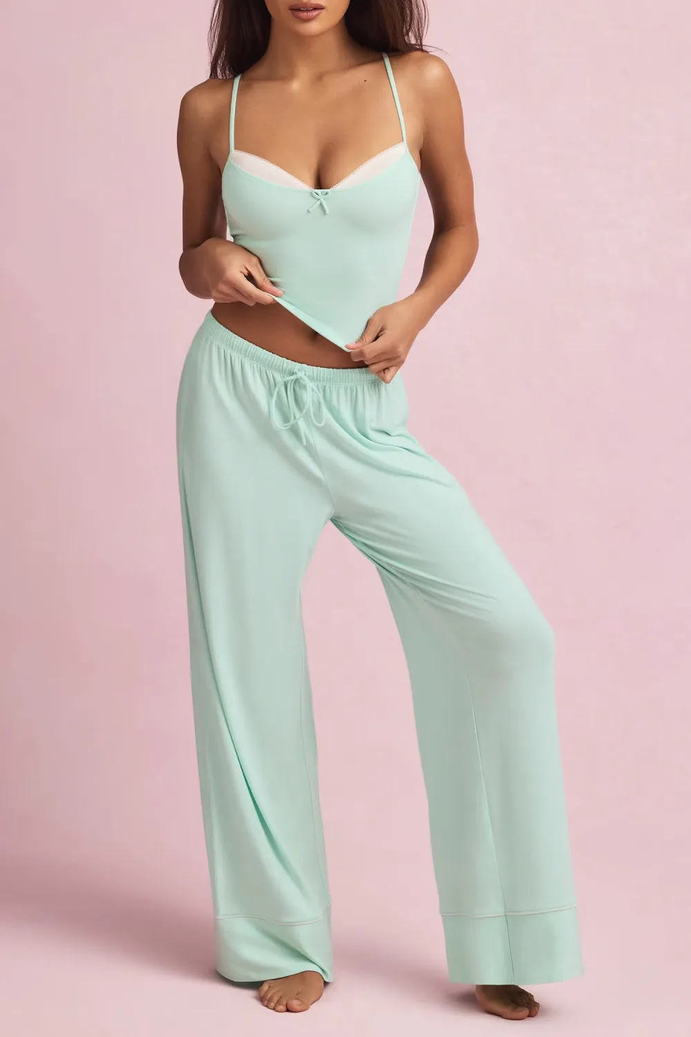 Relaxed Fit Elastic Waist Loose Trousers