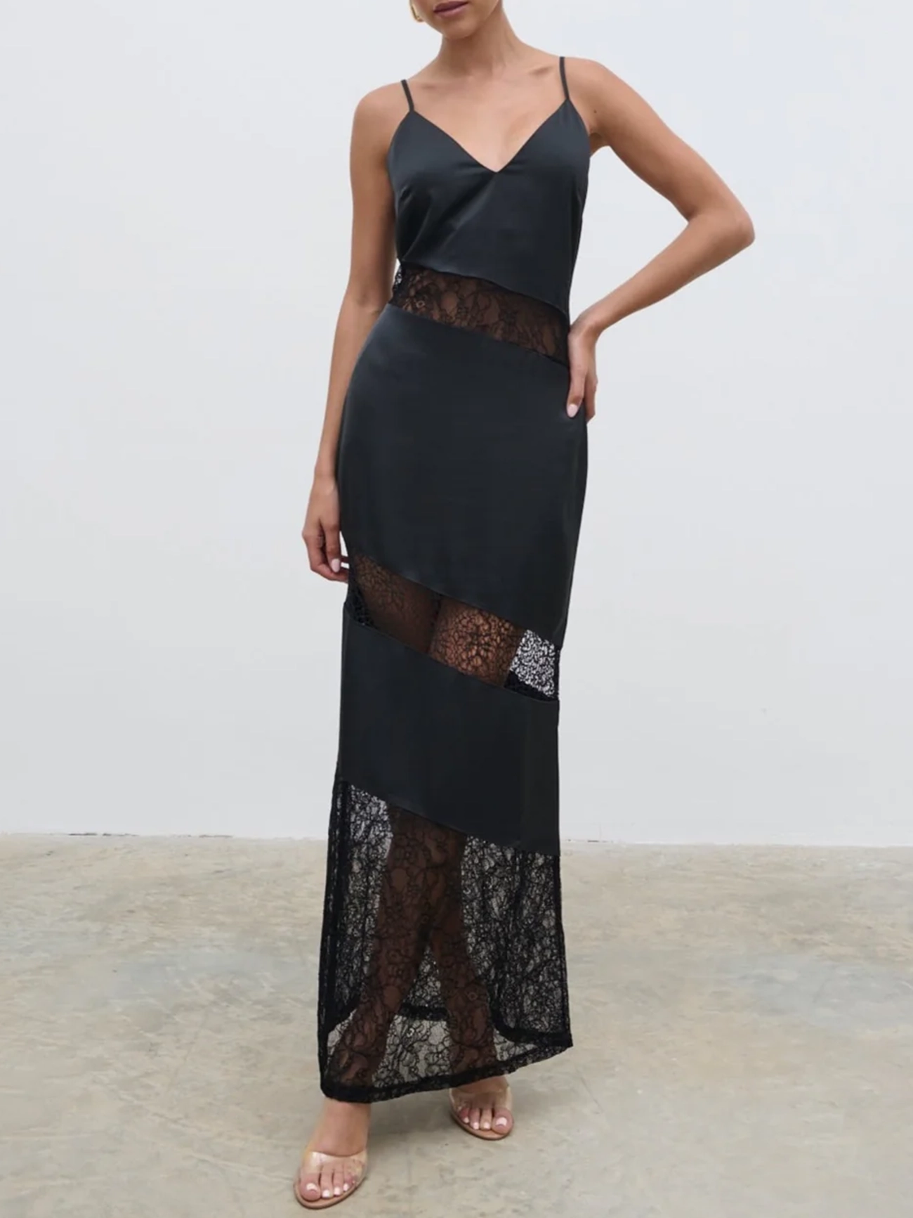 Lace Inserted Slip Dress