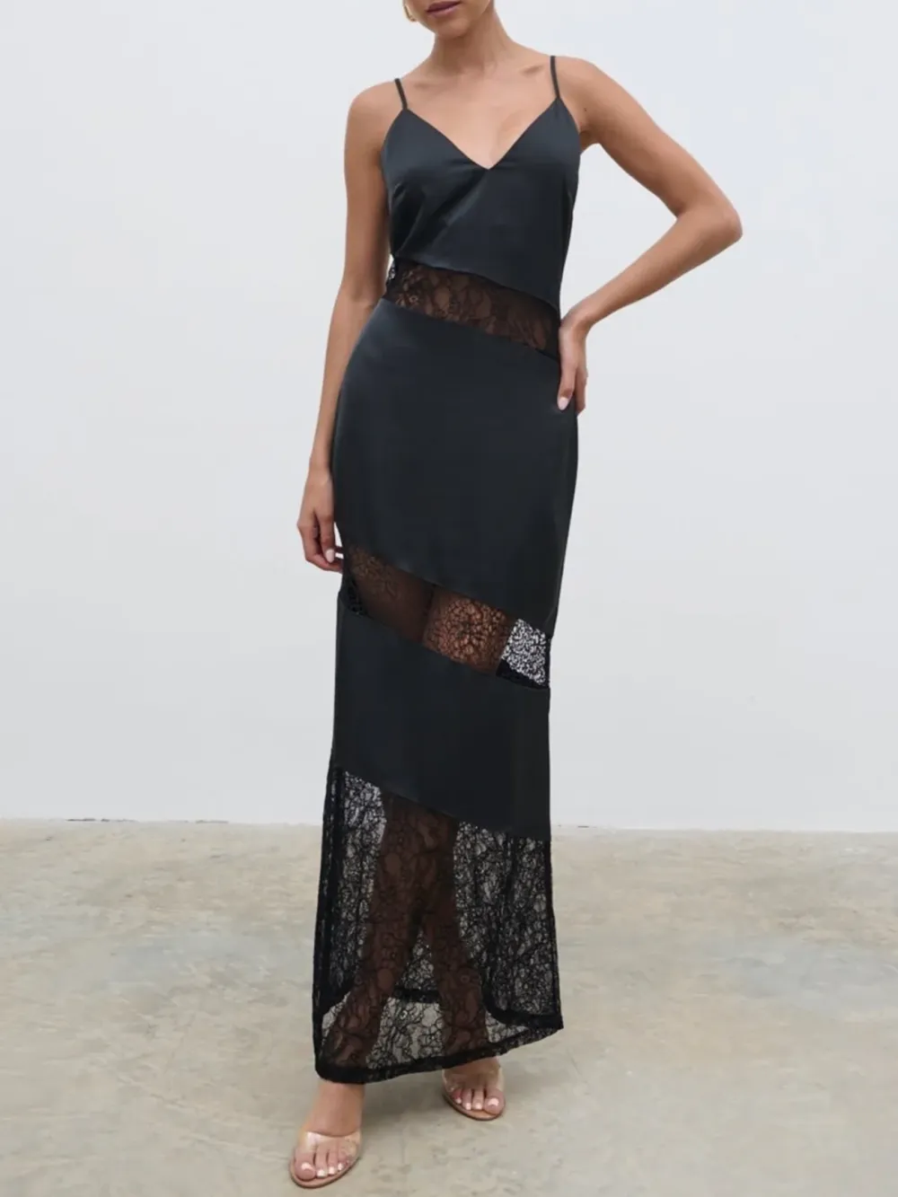 Lace Inserted Slip Dress