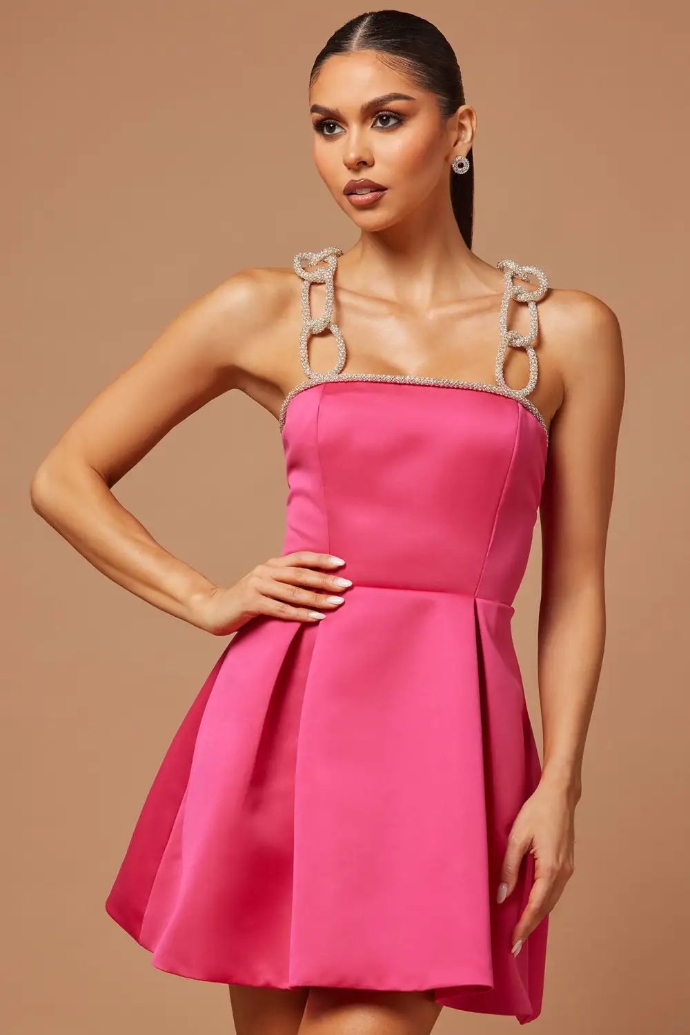 Sienna Fit And Flare Mini Dress - Hot Pink
