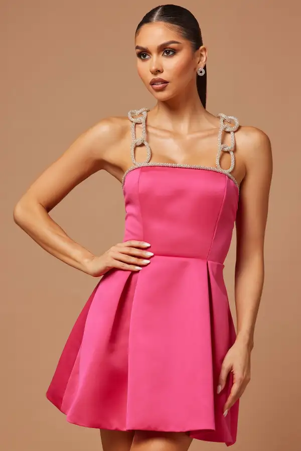 Sienna Fit And Flare Mini Dress - Hot Pink