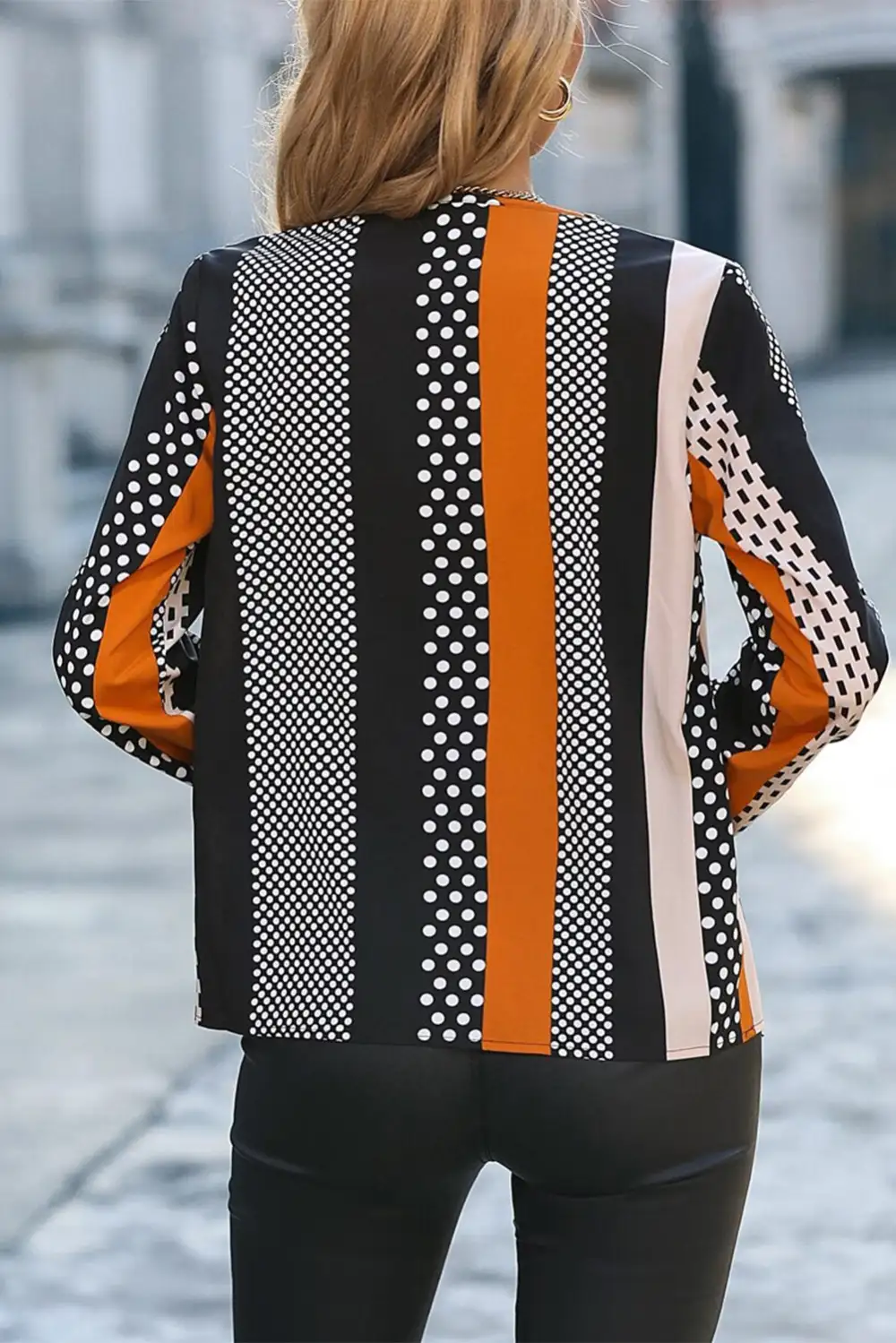 V-Neck Notched Neck Blouse