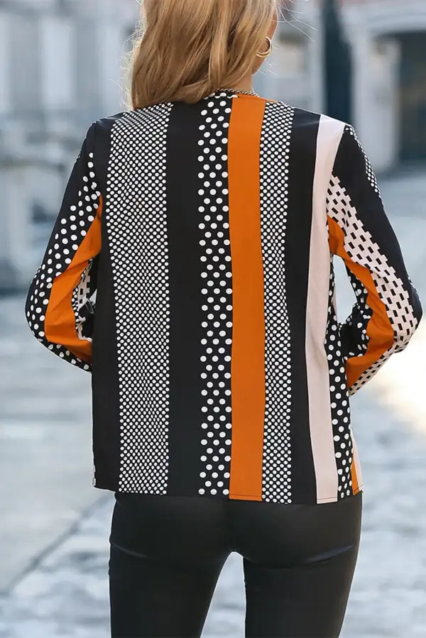 V-Neck Notched Neck Blouse