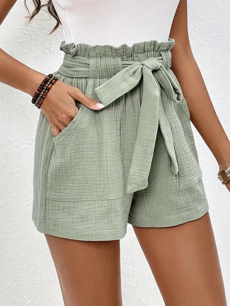 High Waisted Belted Shorts