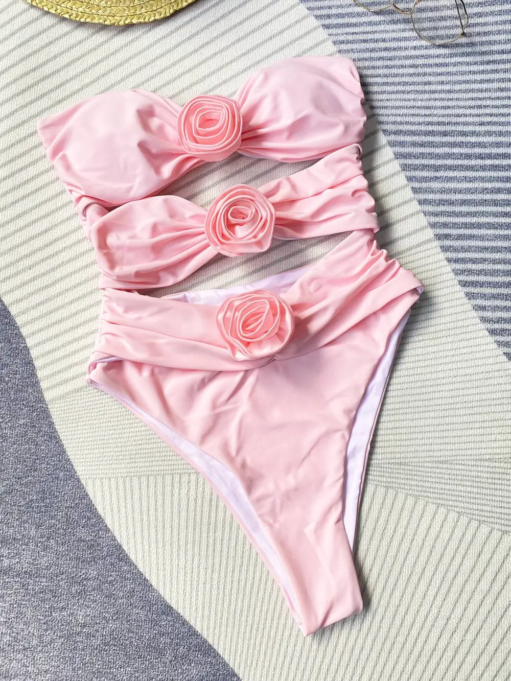 Women’s Three Dimensional Flower One-Piece Flower Swimsuit