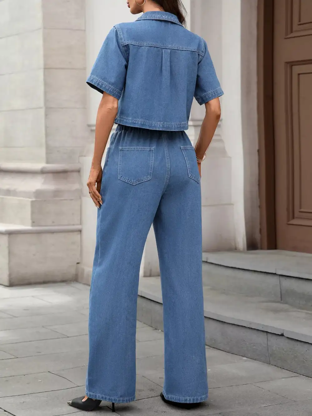 Denim Drawstring Jumpsuit