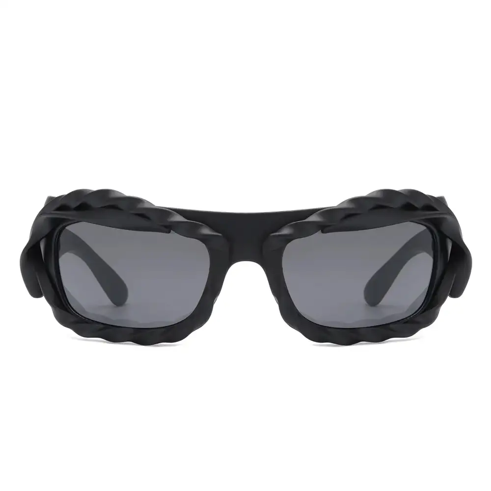 Glossy Rectangle Frame Sunglasses