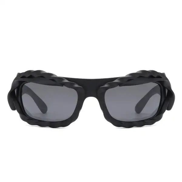 Glossy Rectangle Frame Sunglasses
