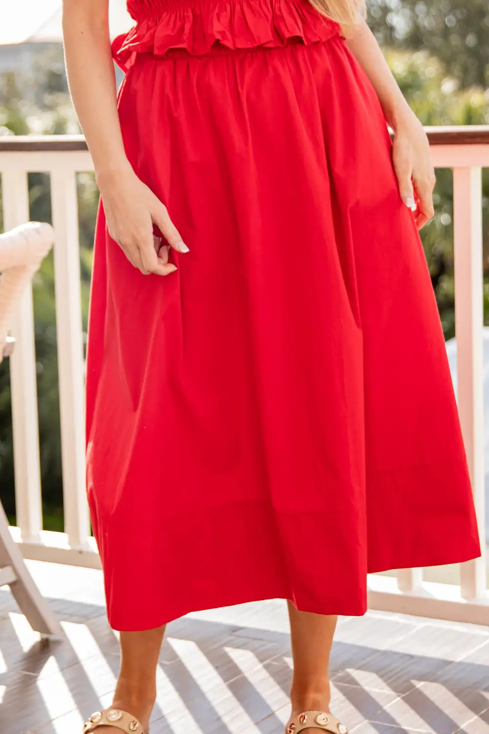 Utility Mid Rise Elastic Waist Cotton Blend Maxi Skirt
