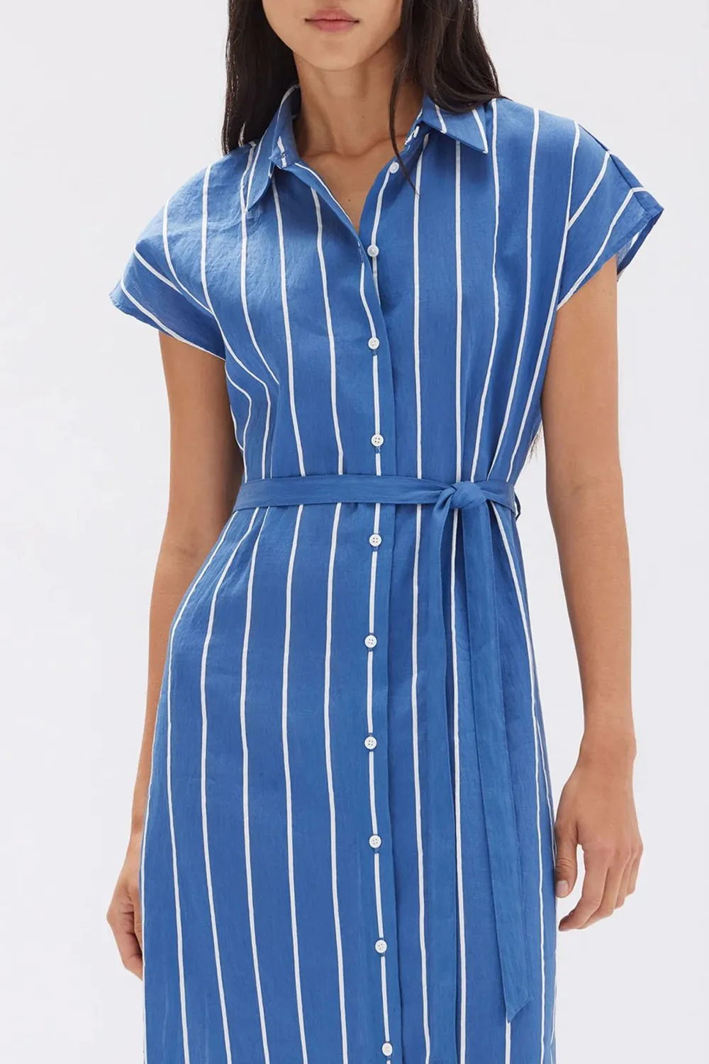Linen Striped Long Dress