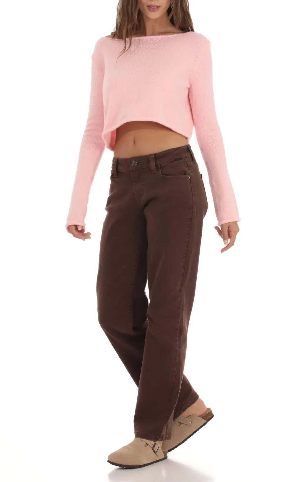 Straight Leg Jeans in Brown