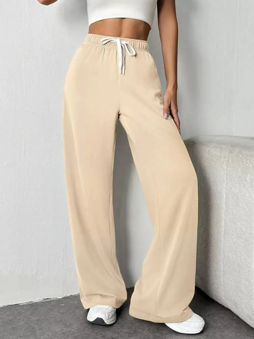 Soft Drawstring Wide Leg Pants