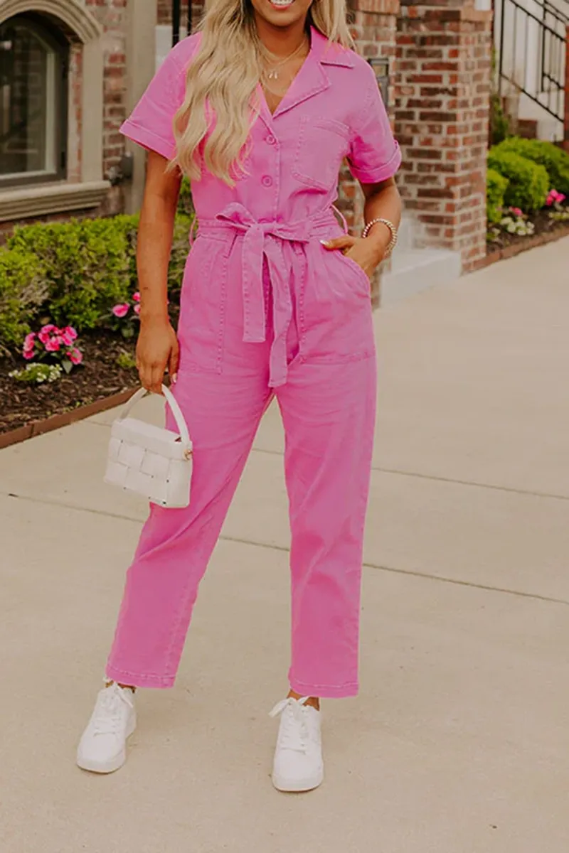 Fashion Workwear Style Pure Cotton Women's Jumpsuit
