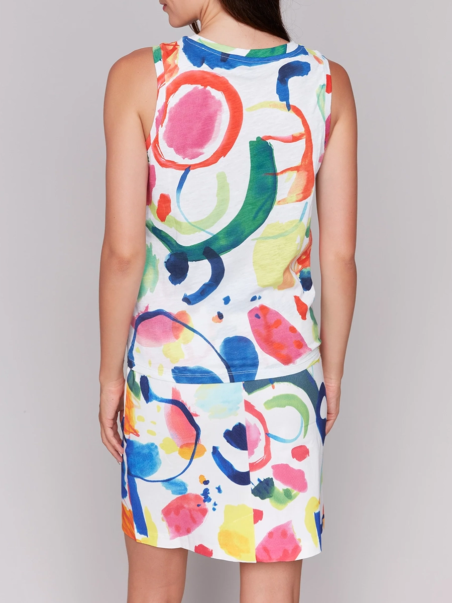 Trendy Lazy Style Art Print Cotton Vest
