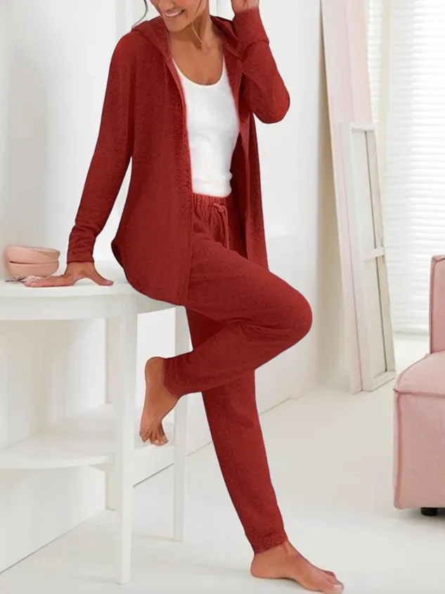 Loose Casual Hoodie  Double Slip Pocket Two-Piece Set