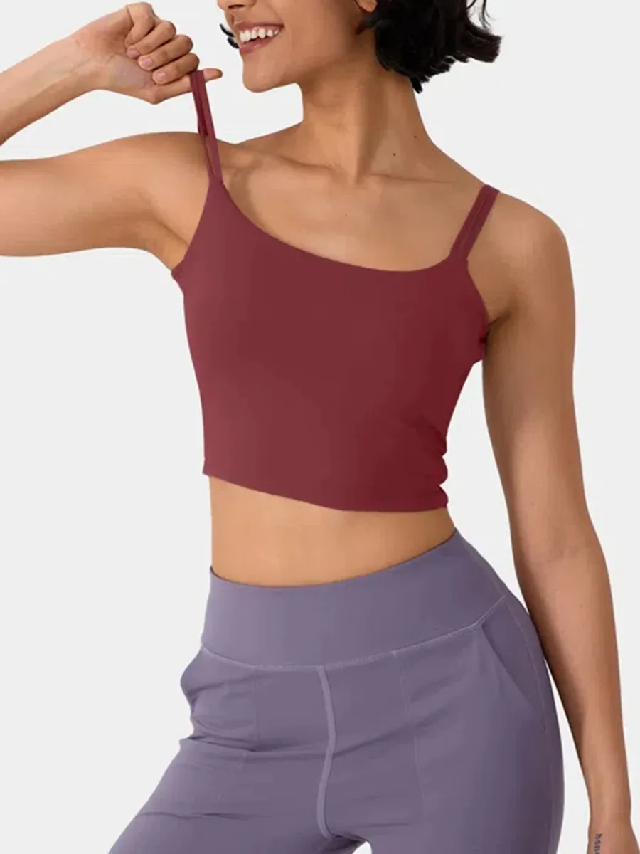 Double Straps Backless Twisted Cropped Yoga Tank Top