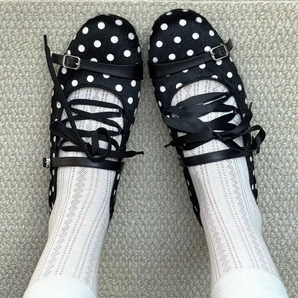 Polka Dot Lace Ballet Flats